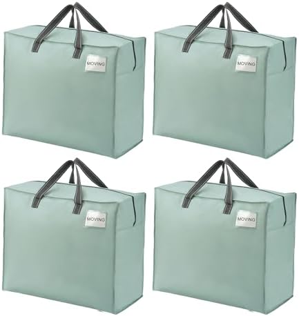 VENO Heavy Duty Moving Bags, Storage Bags, 22 Gallon, Light Green, 4 Pack by Veno