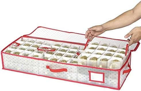 Sattiyrch Plastic Christmas Ornament Storage Box with Trays,Customizable Dividers, Dust-Proof Durable Ornament Organizer Holder,Christmas Storage Containers,Holds 96 x 3 Ornaments - Image 2