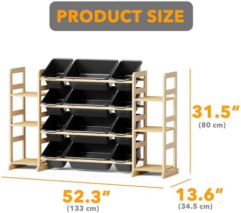 SpaceAid Toy Storage Organizer with 6 Shelves and 12 Bins, Toy Organizers Storage Bookshelf, Kids Bin Shelf Toys Box Bookcase for Bedroom Playroom Organization Room Decor, True Black - Image 2