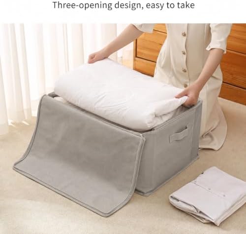 6 Pack Canvas Comforter Storage Bags for Clothes & King Comforters, Grey - Image 3