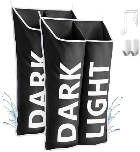 Hanging Laundry Hamper Bag XL 40x22", Space Saving over the Door Storage Bags, Behind the Door Hampers for Dirty Clothes & Wall Mounted Basket for Bathroom, Organizer for Small Room Spaces RV by DONAQ