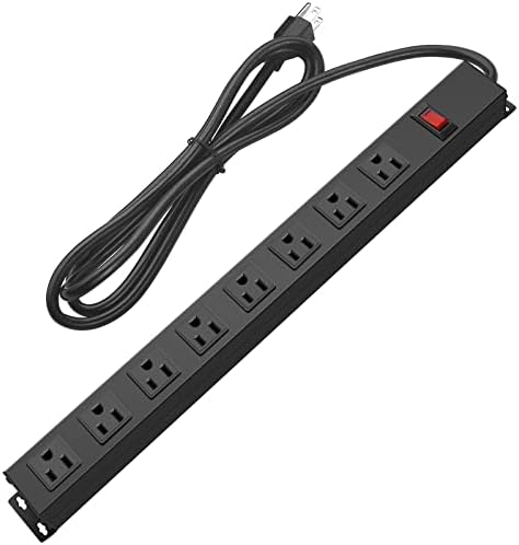 HHSOET Heavy Duty Long 8 Outlets, 14AWG Extension Cord, Black, 10FT, 4 by HHSOET