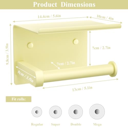 Toilet Paper Holder with Shelf Wall Mounted Toilet Paper Roll Dispenser - Image 3