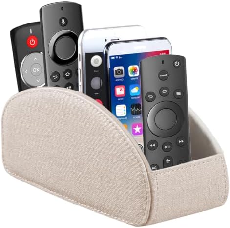 Remote Control Holder PU Leather TV Remote Caddy for Table 5 Compartments by YAPISHI