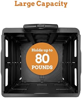 Inspired Living Collapsible Ultra-Slim Pack-N-Roll, 2 Wheel Utility Cart , With Telescopic Handle - Super Strong up to 80 Lbs Load Capacity, Black - Image 3