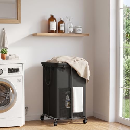 2 Pack Laundry Hamper with Wheels, 150L Rolling Laundry Basket Bag Handles - Image 7