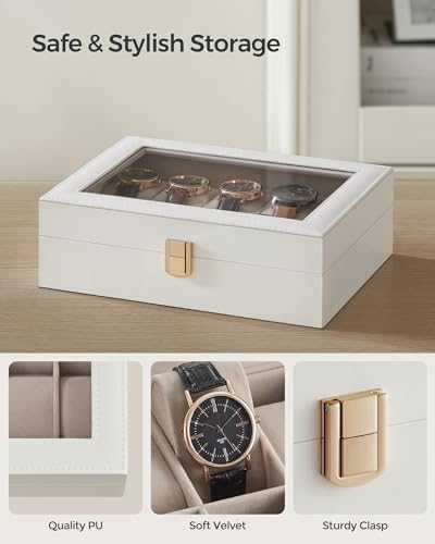 SONGMICS Watch Box, 10-Slot Watch Case with Large Glass Lid - Image 3