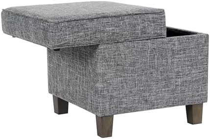 HomePop Home Decor | K7342-F2182 | Classic Square Storage Ottoman with Lift Off Lid | Ottoman with Storage for Living Room & Bedroom, Slate Grey Large - Image 6