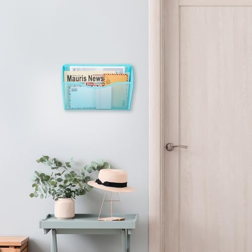 EASEPRES 3 Single Pocket Mesh Hanging File Organizer, Vertical Wall Mounted Magazine File Holder, Mount Basket Mail Paper Document Folder Organizing for Office, Home and School, Blue - Image 7