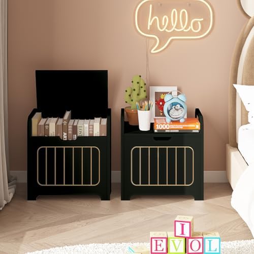 Aenuert Storage Chests, Small Cube Organizer Box,Wooden Entryway Storage (Black, With Handle) - Image 3
