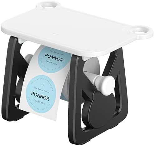 PONNOR Label Holder for Rolls and Fanfold Labels, Thermal Sticker Holder for Desktop Printer, Fragile Stickers for Shipping, Label Stand Accessory Supplies for Home, DIY, Office, Small Business(Black) by PONNOROfficecategory