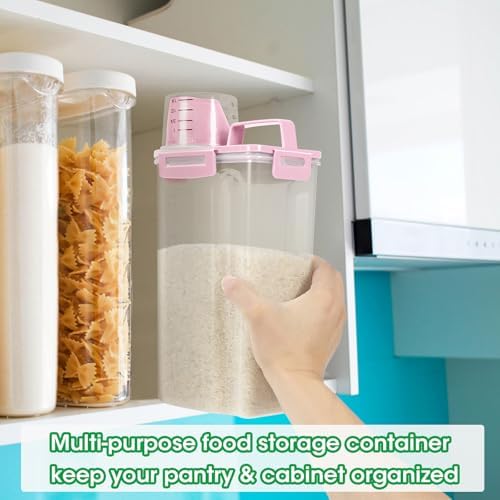 TBMax Rice Container 2 Pack 5 Lbs Cereal Container Storage, Kitchen Pantry Food Storage Holder with Cup, Small Pet Dog Cat Food Container -Pink - Image 6