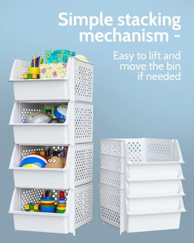 Skywin Stackable Storage Bins Open Front for Pantry Storage, 8 Pack - White - Image 5