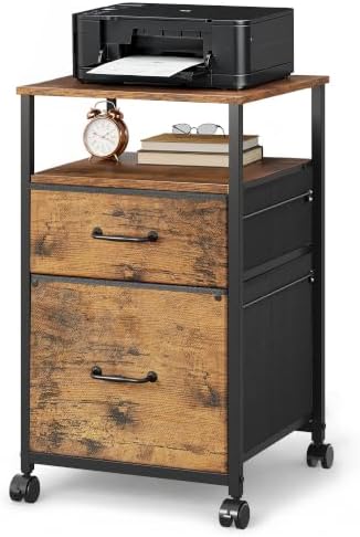 DEVAISE 2 Drawer Mobile File Cabinet, Fabric Vertical Filing Cabinet by DEVAISE