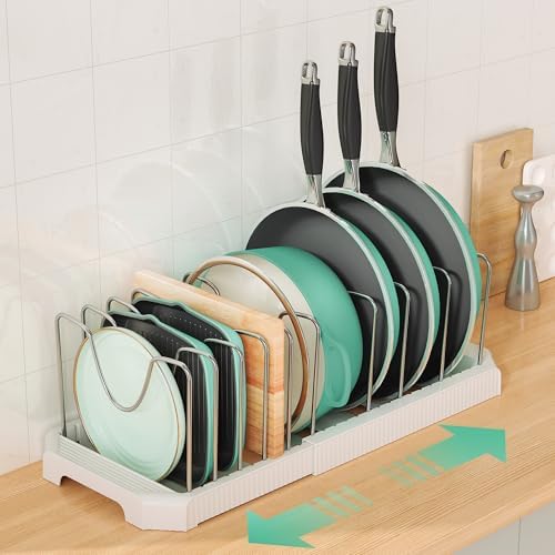 Expandable Pan Organizers Inside Cabinet with 10 Dividers White - Image 2