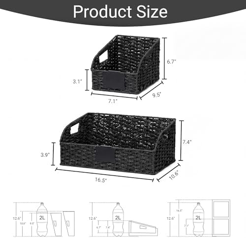 Pantry Baskets for Organizing,Wicker Storage organizers,3Pack,Black - Image 3