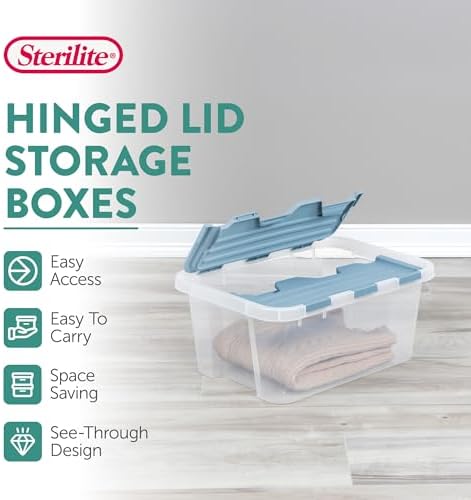 Sterilite Hinged Lid Storage Box Plastic Container, 20 Quart, 6-Pack - Image 3