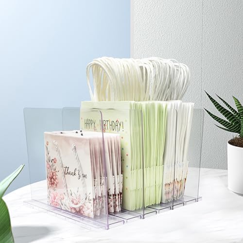 Gift Bag Storage Organizer, Acrylic Clear Shopping Bag Organizer, Adjustable Shelf Divider Bag Organizer for Small Closet, 1 Pack - Image 6