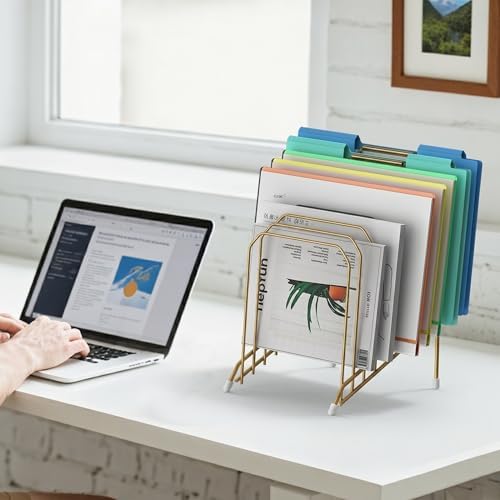 Incline Sorter Desk File Organizer, Metal Desk Magazine Folder Holder with 8-Section Vertical Compartments Rack File Organizer for Office, Home, School - Image 4