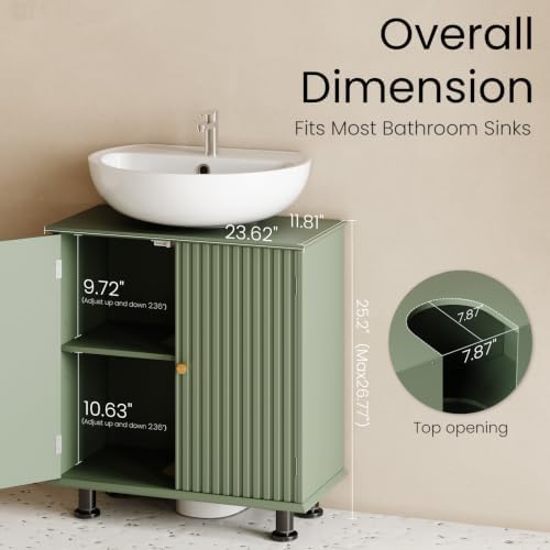 Lift Leg Bathroom Sink Vanity, Storage Cabinet (Green) - Image 6