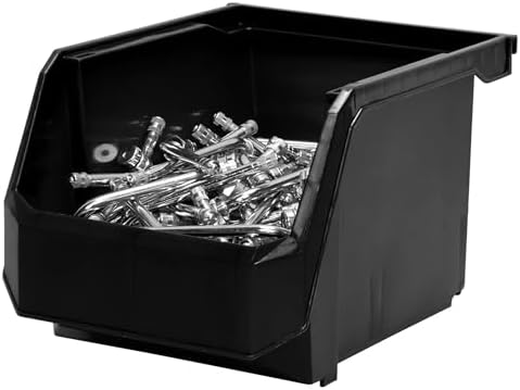 ReadySpace Medium-Tall Stackable Plastic Storage Bins, 4-Pack, Black - Image 4