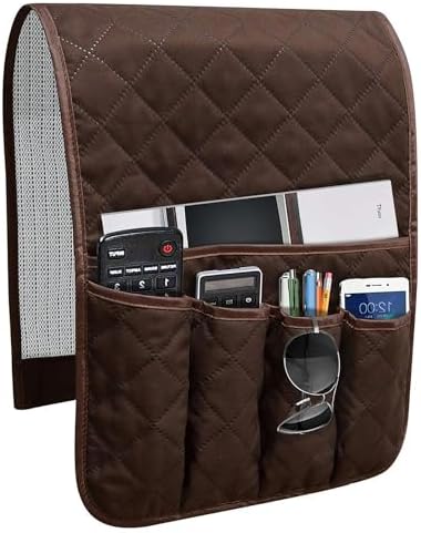 Armchair Caddy for Recliner, Non Slip Sofa Arm Organizer, Dark Brown by AUVCAS