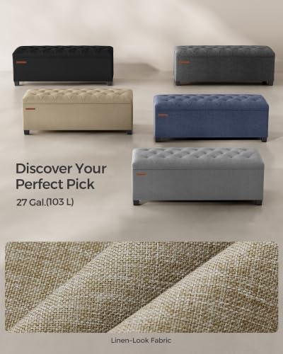 SONGMICS Storage Ottoman Bench, Foot Rest with Legs, Load up to 661.4 lb - Image 6