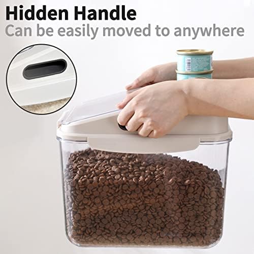 Fhiny 11LB Dog Food Storage Container, Airtight Pet Treat Bin Translucent Dry Food Grain Storage Barrels Sealed Bucket Moisture-Proof Plastic Cat Puppy Food Bin with Seal Locking Lid Keep Fresh - Image 4