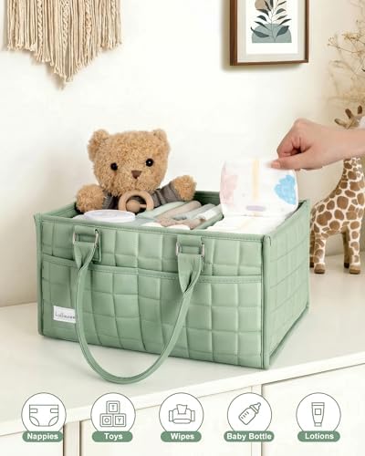 Baby Diaper Caddy Organizer, Portable Nursery Storage Basket with Handle - Image 6