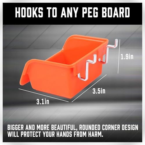 HORUSDY 150 PCS Pegboard Hooks Assortment Kit – 15 Types Heavy Duty Pegboard Accessories with Bins – Fits 1/8 & 1/4 Inch Pegboard Metal Hooks for Garage, Workshop, and Tool Organization - Image 3