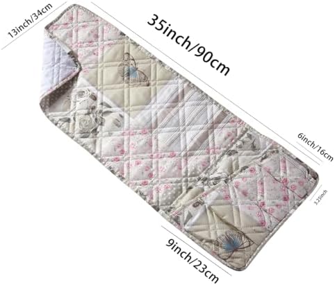 Brilliant Sunshine Grey Cupid & Pink Rose Couch Armrest Organizer, 35"×13" - Image 3