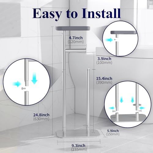 Kitsure Metal Toilet Paper Holder Free Standing, Medium, Silver - Image 5