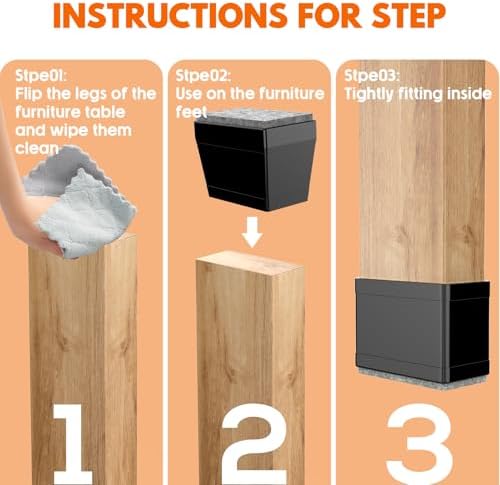 Rectangle Chair Leg Protectors for Hardwood Floors,(Black,1.25 x 2) - Image 3