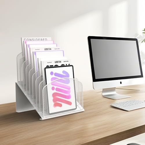 Sinboun Inclined Desk File Organizer Folder Holder with 8-Section, White - Image 5