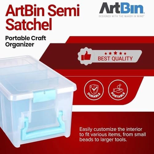 ArtBin Semi Satchel Craft Organizer with 3 Dividers, Aqua Accents - Image 5