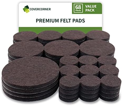 Felt Furniture Pads for Hardwood Floors 68 PCS, Round, Brown by COVERCORNER