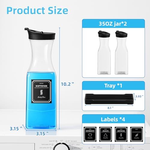 35oz Laundry Detergent Dispenser,Liquid Container,Black with Plastic Tray - Image 2