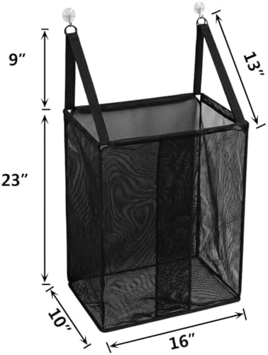 ALYER Wall Hanging Mesh Laundry Hamper,Poolside Toy Storage Baskets with Big Metal Support Opening,Hardware Included (Black) - Image 2