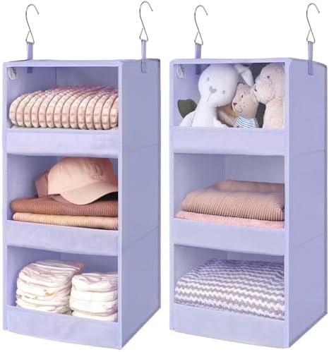 GRANNY SAYS 3-Shelf Hanging Closet Organizer, Foldable Storage, Purple by GRANNYSAYS