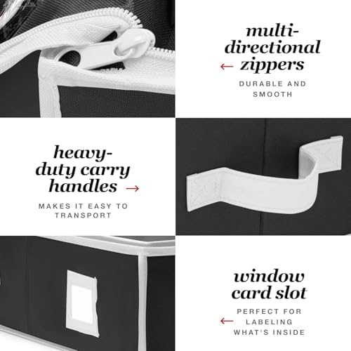 Premium Wrapping Paper Organizer Storage | Gift Wrap Holder With Extra Pockets for Christmas Decorations, Reinforced Handles, Heavy Duty, Ultra-Durable, Tear-Proof Fabric - Fits Up to 27 Rolls (Black) - Image 3