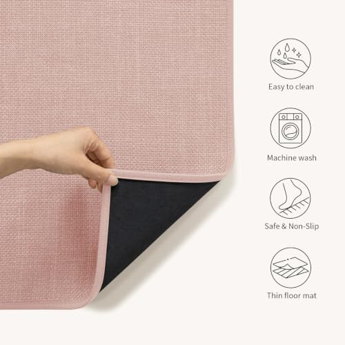chakme Bathroom Rugs Mat 24x17, Ultra Thin Non Slip Bath Mat Small Quick Dry Absorbent Bath Mat for Bathroom Floor, (Pink, 24"x17") - Image 4