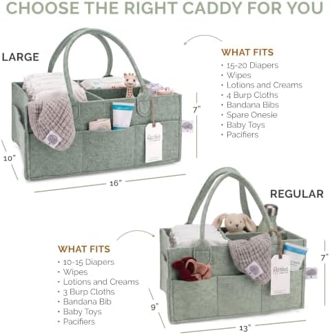 Parker Baby Co. Felt Diaper Caddy Organizer - Regular, Sage - Image 3