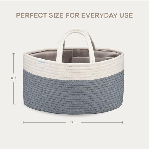 Comfy Cubs Rope Diaper Caddy Organizer - Baby Diaper Basket Pacific Blue - Image 5