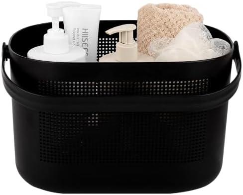 Plastic Portable Shower Caddy Basket, Storage Organizer with Handle, Black by UUJOLY