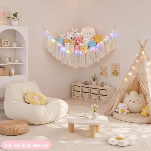 FIOBEE Stuffed Animals Net LED Light Toy Hammock for Kids Bedroom Storage - Image 2