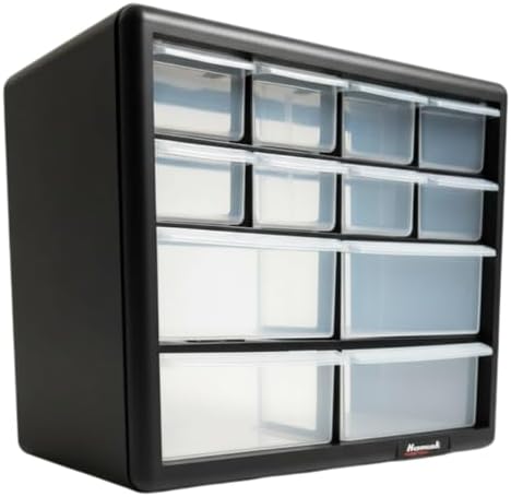 Homak 12-Drawer Parts Organizer, Black, HA01012001 by HMC+Holdings+LLC+-+Homak