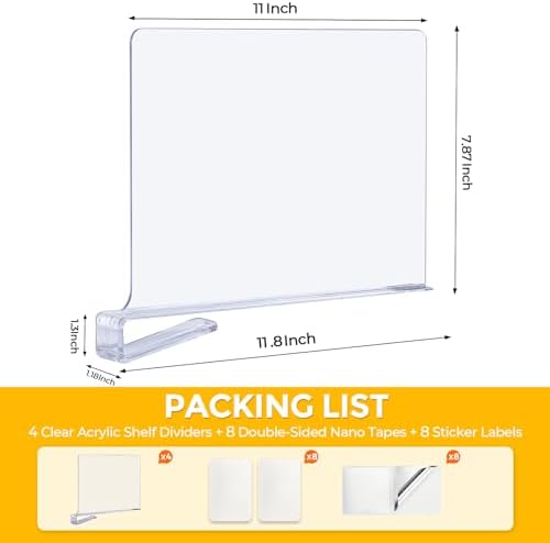 Clear Acrylic Shelf Dividers for Closets Organizer & Storage,2 Pack - Image 2