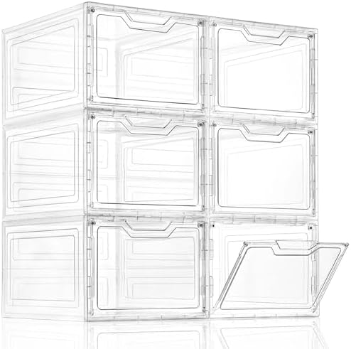 6 Pack Clear Storage Bins with Lids, 19 Qt Closet Organizers and Storage by Freebat