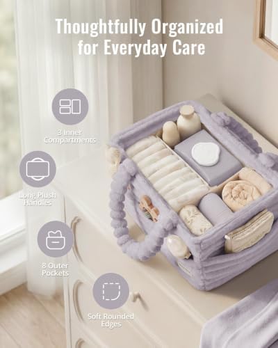 Blissful Diary Flannel Diaper Caddy Organizer & Gift Packaging,Light Purple - Image 4