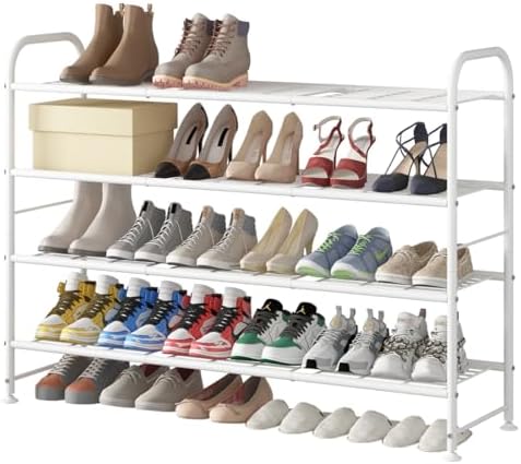 LINZINAR 4 Tier Long Shoe Rack for Closet Metal Shoe Organizer for Entryway by LINZINAR